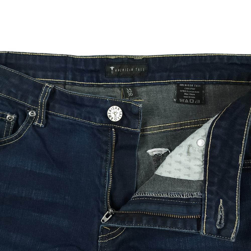 American Tall Jeans 34x36 Mens Carman Tapered Fit Low Rise Stretch Onyx Blue - Picture 9 of 12
